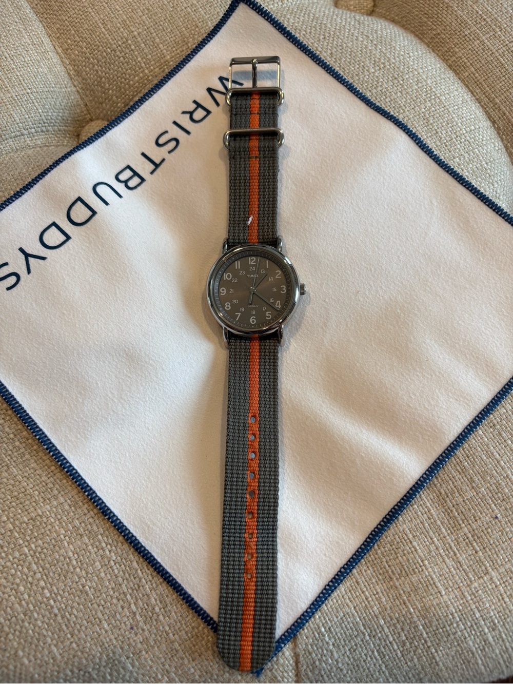 Timex Weekender Gray Dial Field Watch with Gray & Orange NATO Strap - Picture 2 of 2
